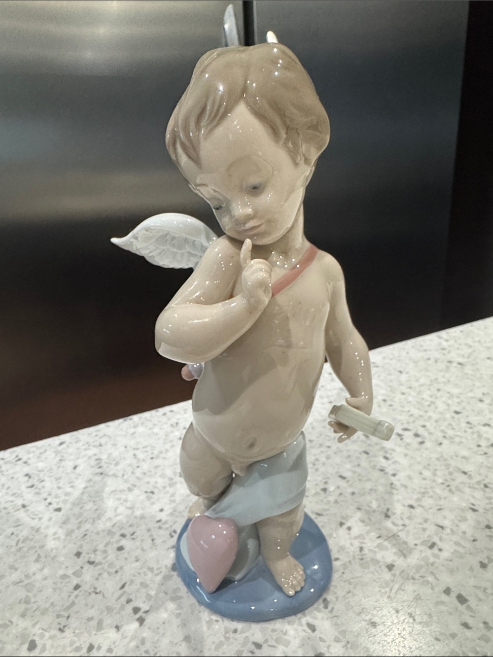 LLADRO 06311 CUPID Porcelain Cherub Angel Figurine in Pastel Blue & Pink